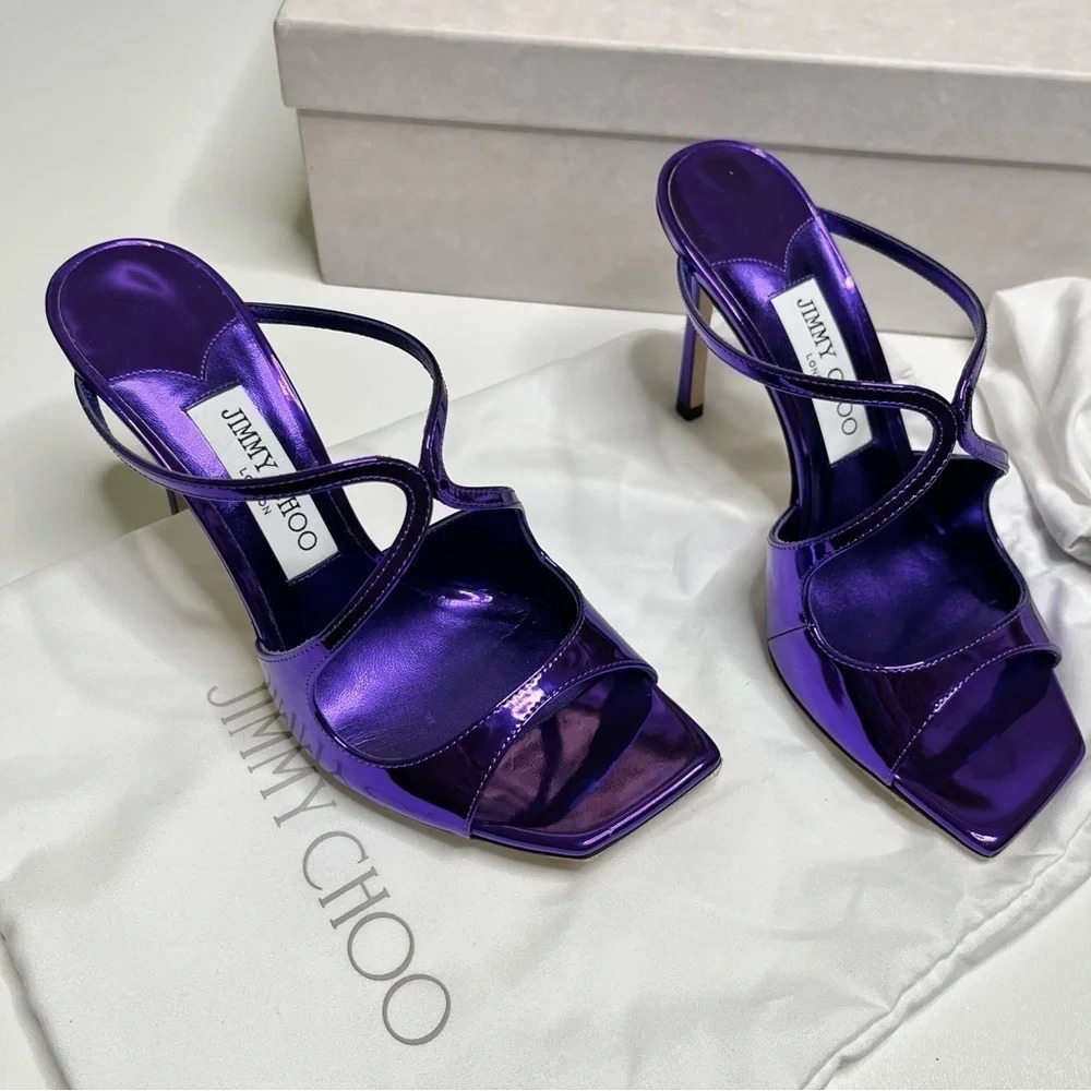 Jimmy Choo Anise purple Liquid Metal heels size 37.5 - Picture 5 of 13